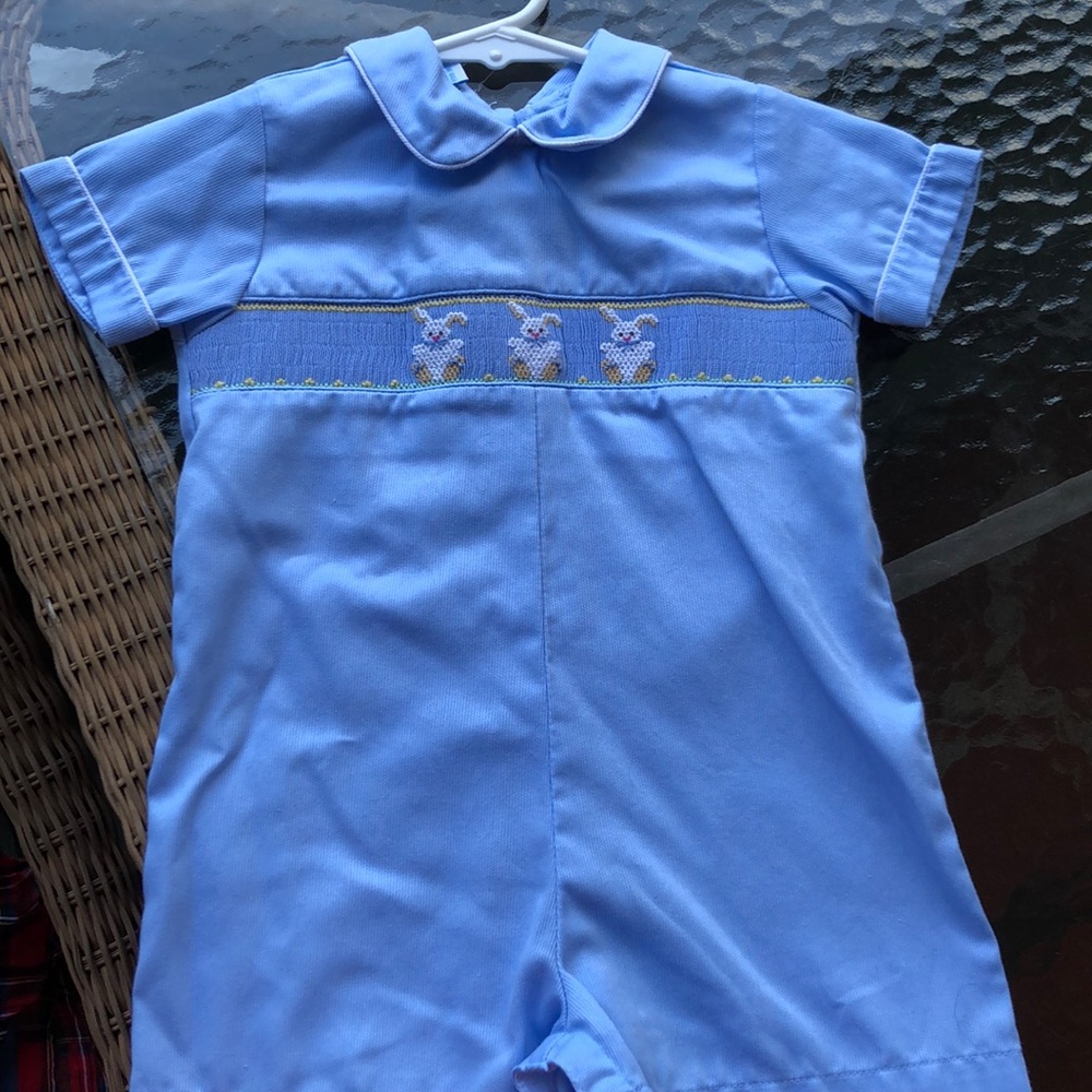 Adorable embroidered bunny romper